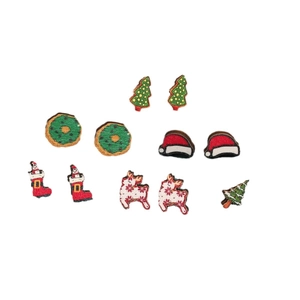 Christmas stud earrings set with Santa Claus boots trees and reindeer designs