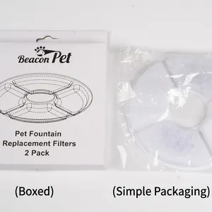 2-Pack replacement filters for pet water fountains featuring fiber cotton and active carbon