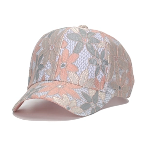 Women Lace Floral Embroidery Baseball Cap Breathable Sun Protection Fashion Outdoor Adjustable Curved Brim Hat