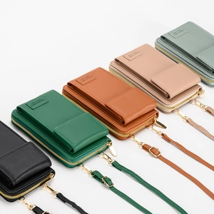 Multi-color PU leather crossbody phone bags with pebble texture and adjustable straps