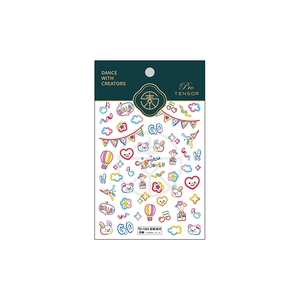 Rainbow Party 3D embossed nail art stickers with hearts, bears, and balloon patterns