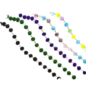 Colorful beaded stainless steel chains with crystal accents for DIY jewelry making
