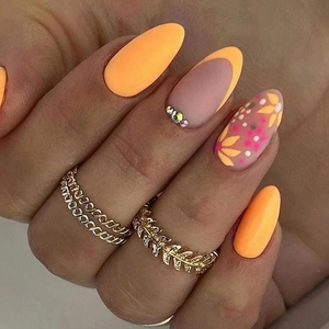Matte Almond Press On Nails Rhinestone Flower Design False Nails For DIY Manicure Fashionable Elegant Women Daily Wear