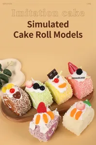 Set of 6 assorted PU artificial cake rolls with decorative fruit and bottom magnets