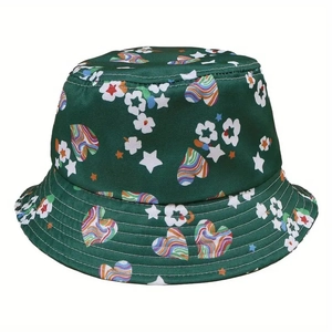 Chapeau de Seau Décontracté Imprimé Femmes Hommes Protection Solaire Motif Cœur Fleur Chapeau de Pêcheur Pliable Solaire Quotidien