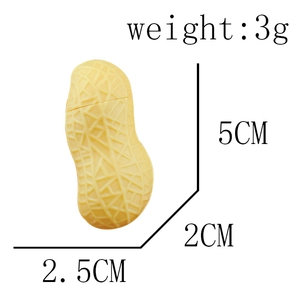 Detailed dimension guide for peanut-shaped novelty pen showing 5cm length and 3g weight