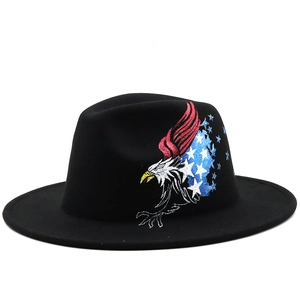 Chapeau Fedora en Cachemire Peint à la Main pour Femmes Hommes Graffiti Artistique Crâne Dragon Serpent Aigle Large Bord Chapeau en Feutre Jazz