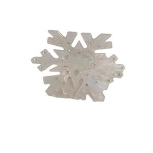 Winter snowflake hair claw clip in white acetate with sparkling rhinestones for women