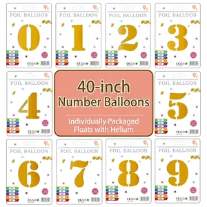 Large Number Digital Foil Balloons Aluminum Film Self Sealing Birthday Wedding Anniversary Party Decoration Novelty