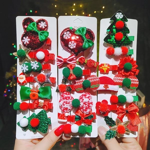 Lot de pinces à cheveux de Noël avec Père Noël, sapin et renne décorés de paillettes