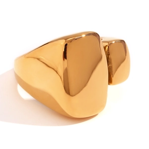 Polierter 18K vergoldeter Edelstahlring im minimalistischen geometrischen Rechteck-Design