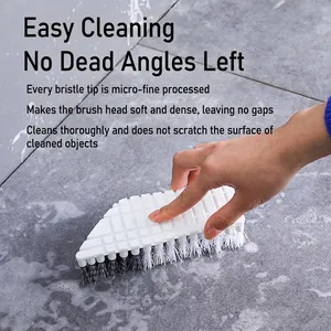 Flexible household cleaning brush with stiff bristles for bathroom sinks and kitchen tiles