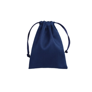 Navy blue velvet drawstring pouch for jewelry packaging with soft suede texture