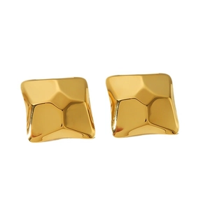 Fashionable square geometric stud earrings in 18k gold-plated stainless steel for women