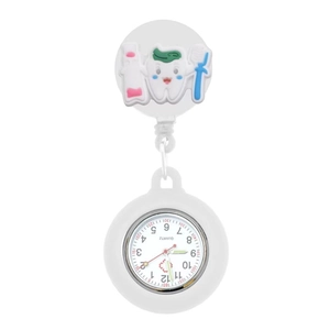 Orologio da infermiera luminoso con dente cartoon e clip in silicone retrattile