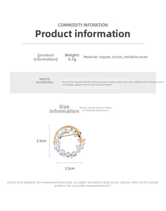 Detailed technical view of 3.5cm 24k gold plated round pearl brooch with product specifications