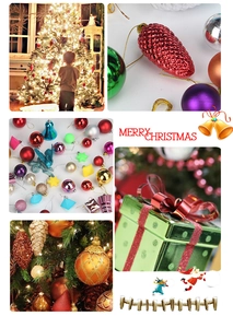 Détail des décorations de Noël avec boules assorties et pommes de pin dans un décor festif
