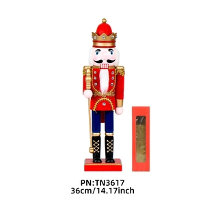 Traditional 36cm red soldier nutcracker in wooden craft with decorative gift box