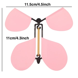 Pink flying butterfly magic toy with size dimensions 11.5cm width and 11cm height