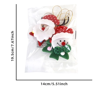 Felt Christmas ornaments set including Santa, snowman and reindeer with gold strings