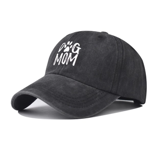 Washed Cotton Baseball Cap Dog Mom Embroidered Distressed Vintage Adjustable Dad Hat For Women Men Casual Sun Hat