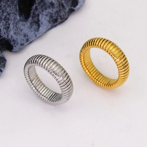 Detailed shot of 6mm titanium steel spring rings in gold and silver finish for women