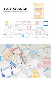 Detail view of 100 sheets social media UI themed aesthetic scrapbooking paper set