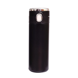 Smart stainless steel vacuum flask with bounce lid and black matte finish in high quality