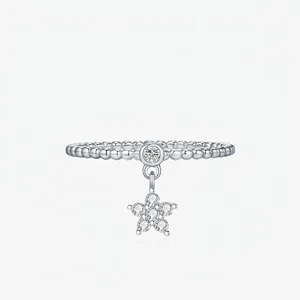 Moissanite Star Pendant Ring 925 Sterling Silver D Color VVS1 Bead Chain Design Fashion Jewelry For Women Elegant Gift