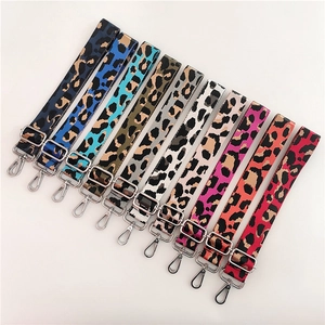 Adjustable colorful leopard print shoulder straps with metal hooks in multiple colors