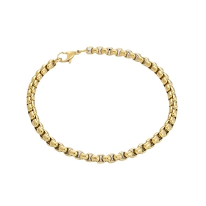 Polished 18K gold plated stainless steel box chain bracelet with lobster clasp closure