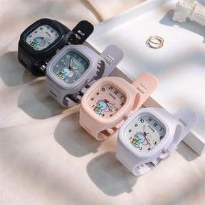 Chic silicone watches with cartoon elephant dials displayed on a white tray