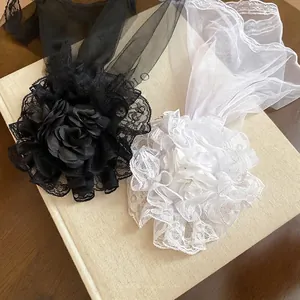 Lace Flower Hair Clip With Mesh Veil Halloween Cosplay Lolita Gothic Elegant Hairpin For Women