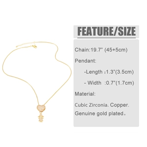 Detail view of heart and girl pendant necklace with 45+5cm chain size specifications
