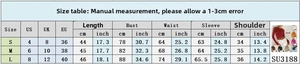 Detailed size guide table for slim fit long sleeve T-shirt with thumb holes