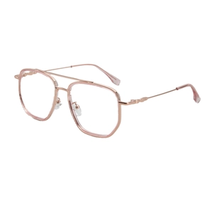 Fashionable rose gold geometric double bridge glasses frames for men and women