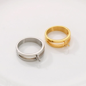 Minimalist double layer stainless steel rings in gold and silver with DIY charm loops