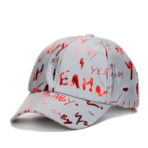 Reflective Baseball Cap Graffiti Lettering Print Streetwear Hip Hop Casual Adjustable Sun Hat For Men Women Outdoor