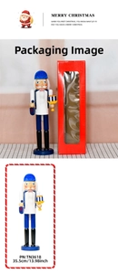 Detail of 35.5cm Hanukkah nutcracker soldier with menorah in a red window gift box