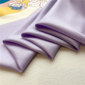 Lavender twill silk scarf 90x90cm with floral print and elegant drape texture