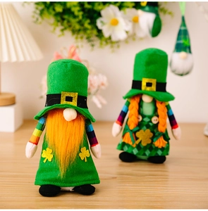 St Patricks Day Irish Gnome Faceless Doll Shamrock Plush Toys Holiday Table Decor