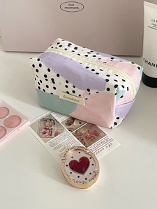 Chic leopard print and colorful polka dot large capacity octagonal makeup storage bag