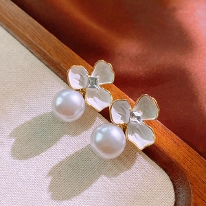 Orecchini Pendenti Vintage Con Fiori E Künstliche Perle Con Perno In Argento Lega Strass Zircone Quadrato Gioielli Donna