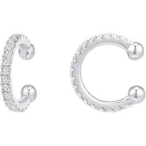 Minimalist S925 silver ear cuff earrings with sparkling zircon stones in a C-shaped design