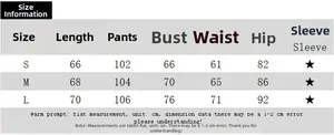 Size chart for backless bodysuit and split skirt set with detailed cm measurements