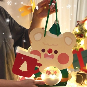 Christmas bear lantern gift bag with LED light ball and festive elf costume