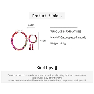 Detailed size specifications for the vintage geometric rhinestone necklace and jewelry set
