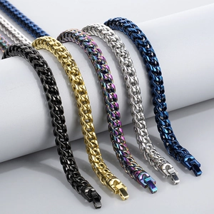 Collier chaîne de quille en acier inoxydable pour hommes en cinq couleurs métalliques