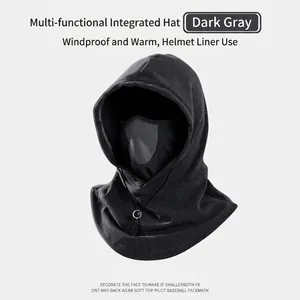 Deep grey winter cycling balaclava hood with breathable mask and adjustable drawstring