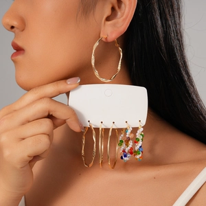 Créoles Dorées Géométriques Künstliche Perles De Verre Colorées Imitation Künstliche Perle Bijoux Avec 925 Sterling Silver Earring Post